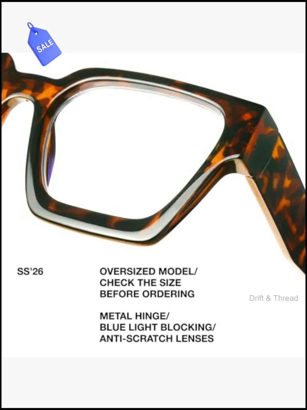 Oversized Rectangle Blue Light Glasses UV400 Computer Reading Eyewear Unisex